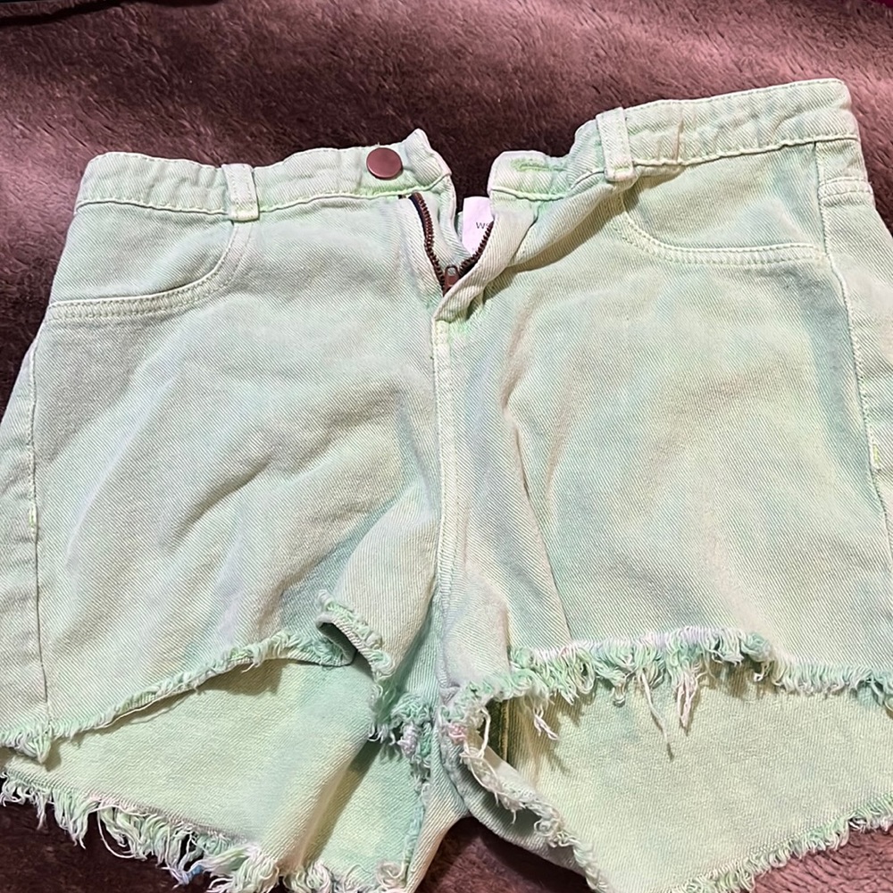 Green jean shorts